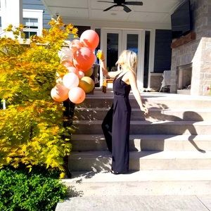 Wide leg navy jumpsuit